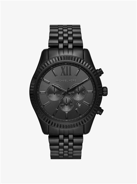 michael kors oversized lexington black-tone watch|oversized lexington gold tone watch.